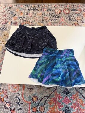 Athletic Skorts - Navy Floral and Blue-Green Plaid - girls size large